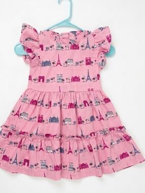Girls' JANIE AND JACK Pink Paris Print Ruffle Dress